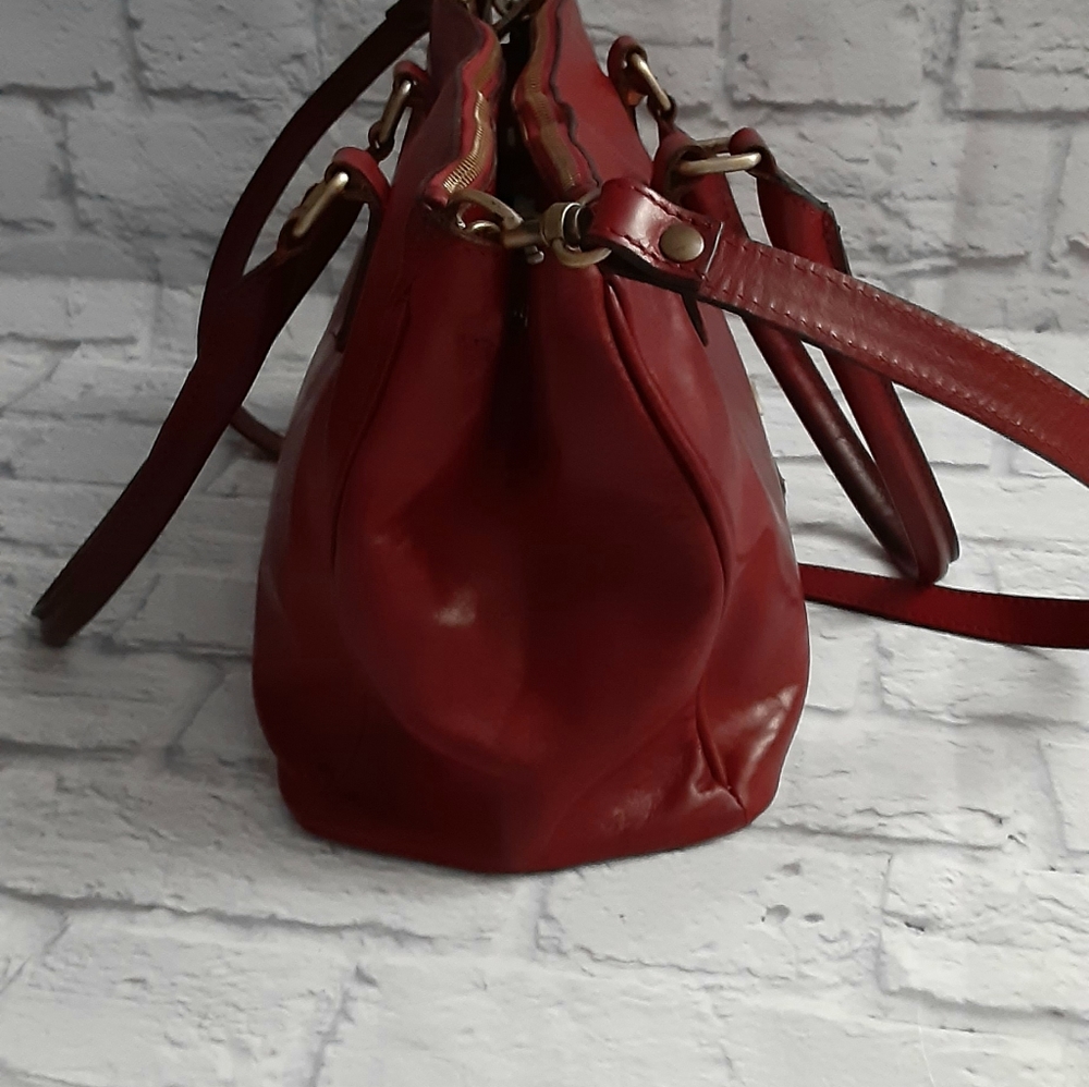 Floto red genuine leather satchel bag - Picture 10 of 16
